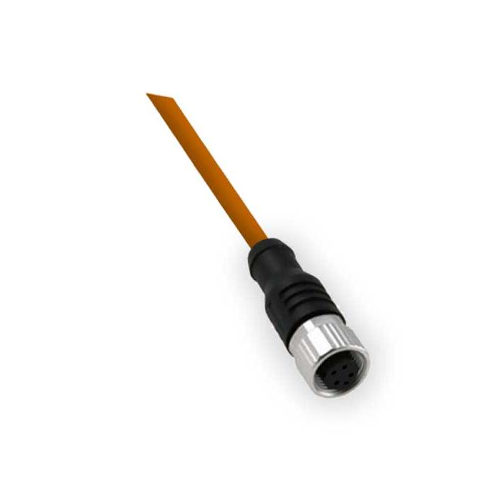M8 4Pin、母头直型、单端预铸电缆、橙色护套、防焊渣PUR材质、63T041